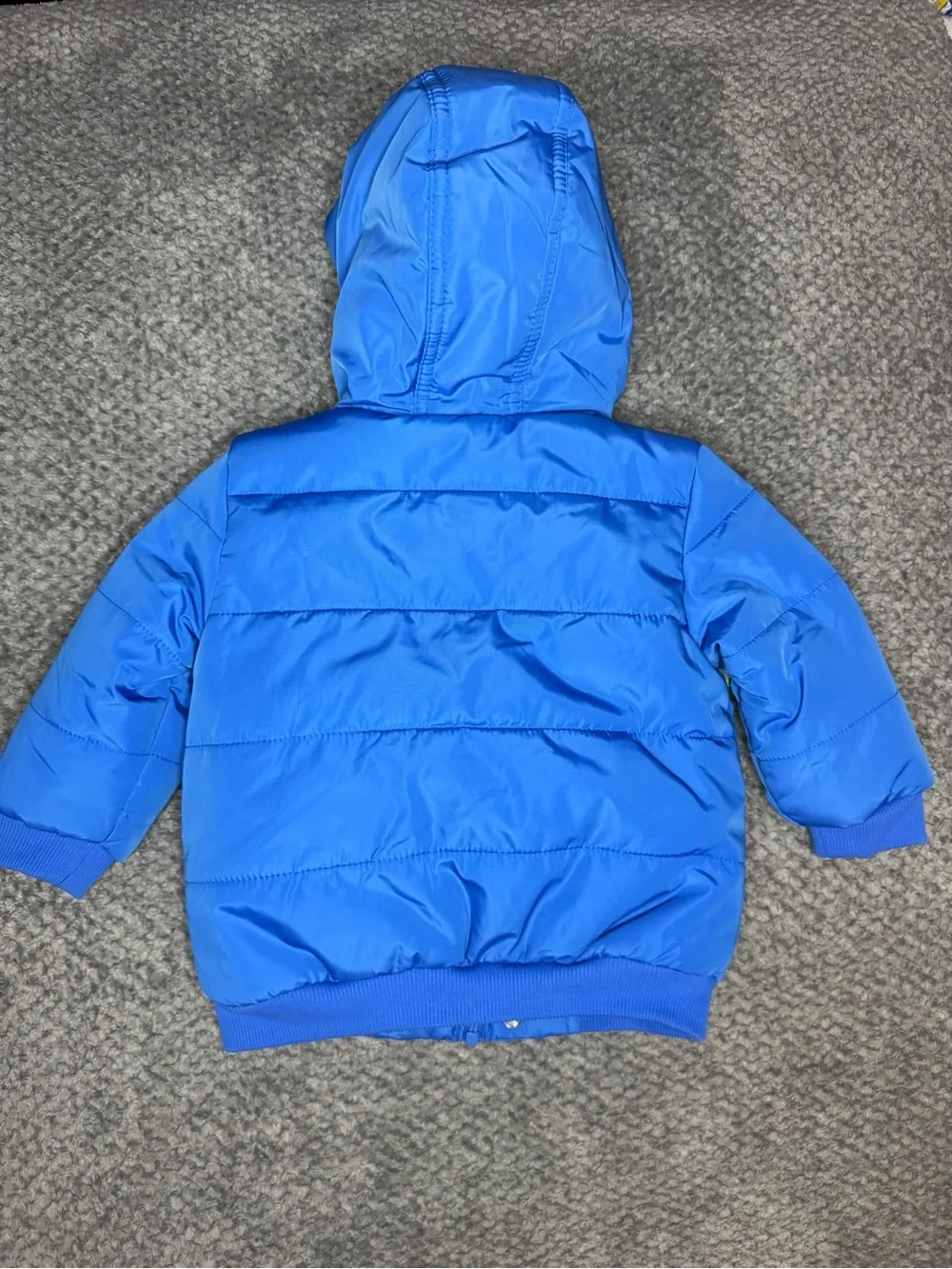 Cat & Jack Toddler Boys Colorblock Striped Heavyweight Puffer - Blue 18M NWT